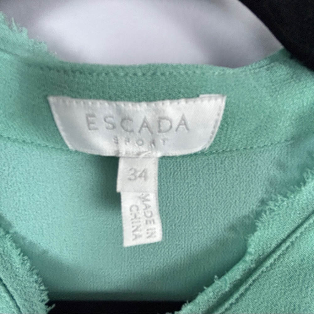 Escada Sport Dafari Chiffon Cap Sleeve Button Dress Size 34 Mint Green - Picture 4 of 15